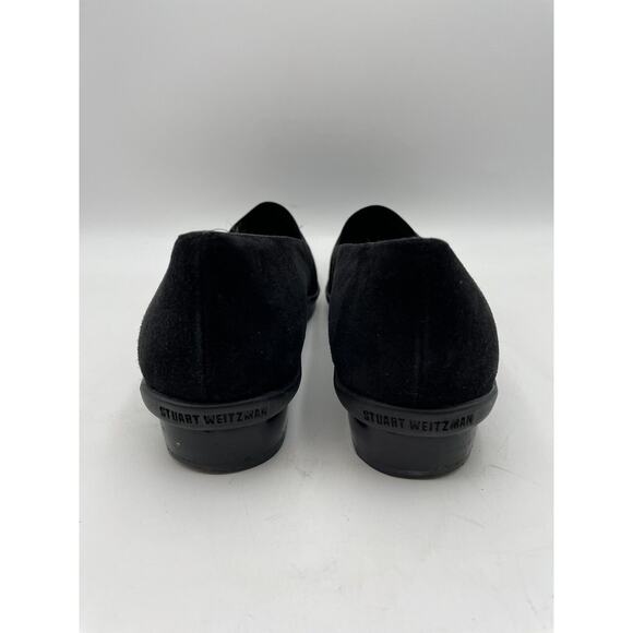 Stuart Weitzman Slip On Block Heel Square Toe Black Suede Size 8.5 AA Narrow - Picture 6 of 7